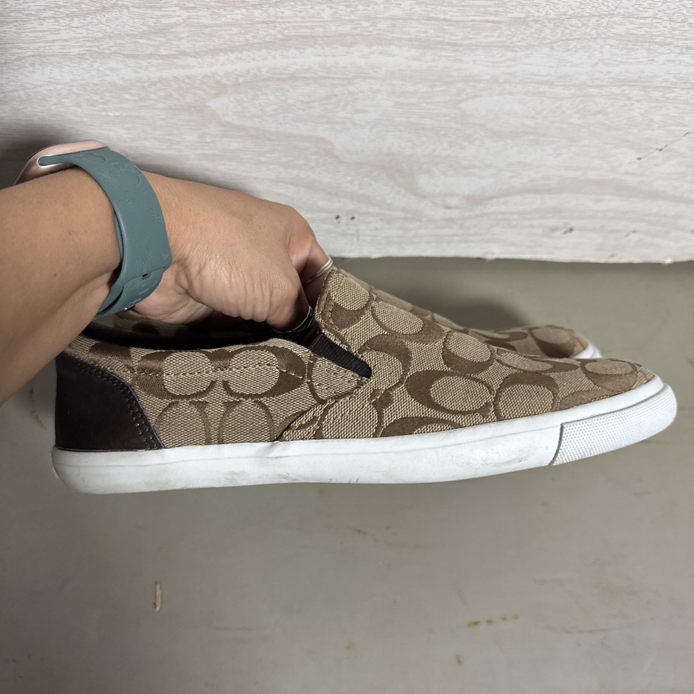 Coach Alegra signature logo canvas and leather slip-on sneakers Sz 8.5 - Picture 6 of 8